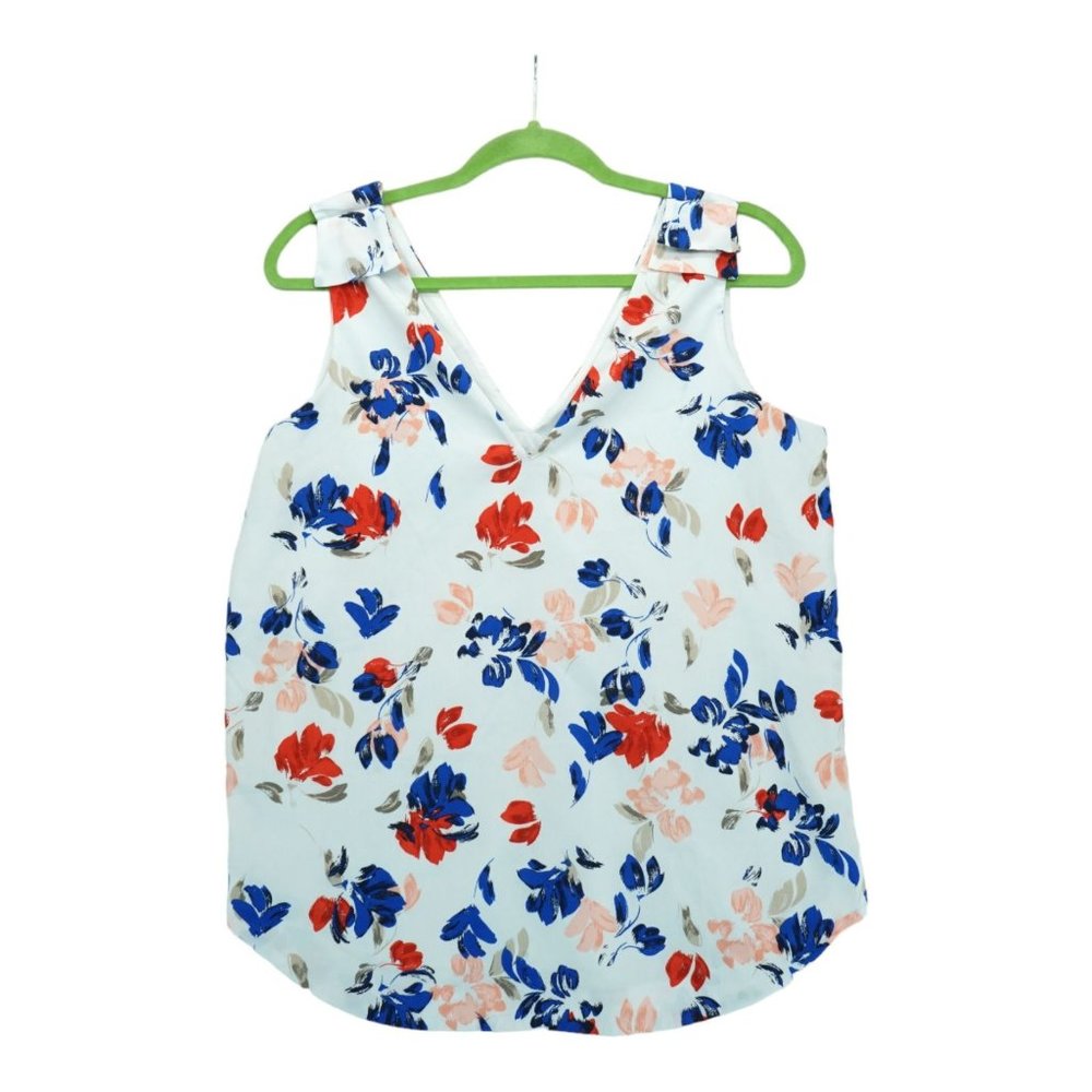 Banana Republic Floral Blouse Petite PM Sleeveless Flowy White